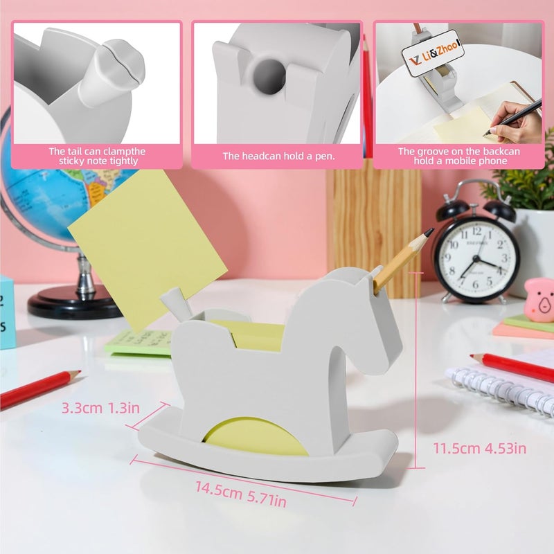 Li & Zhao Li&Zhao Wobble Horse Sticky Note Holder Silicone Label Holder Stand, 2026 Year of the Horse Good Luck Stable Rocking Horse Design for Tabletop Organizer, Office Desk Accessory, Home Decoration(Gray) - Image 5